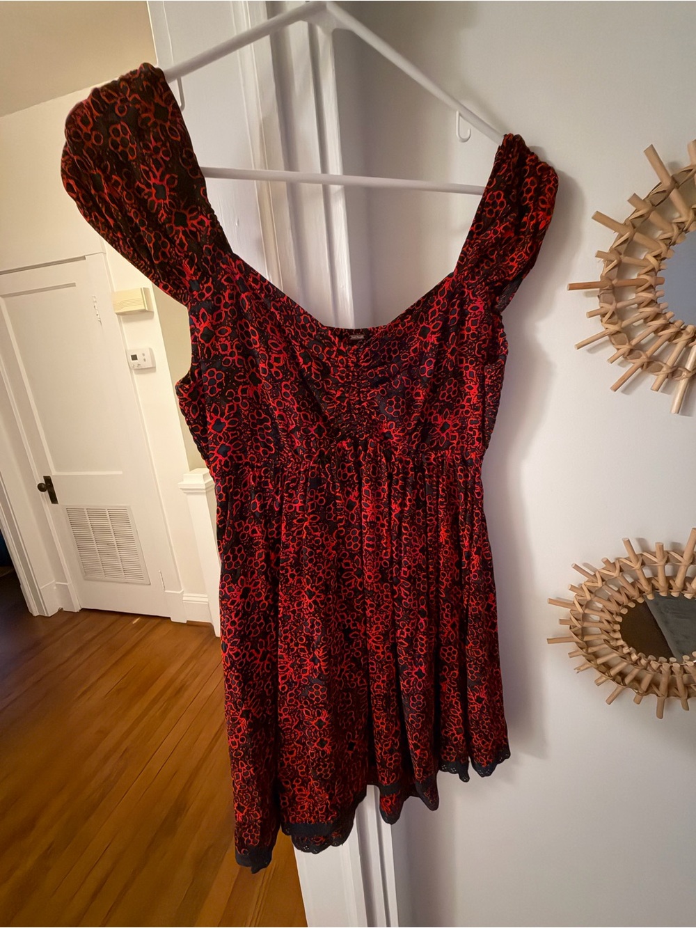 Free People Red and Navy Floral Mini Dress